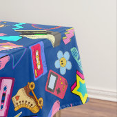 ヴィンテージ80のパターン01.w青BG テーブルクロス (インサイチュ)