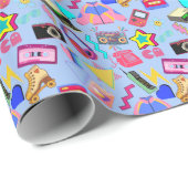 ヴィンテージ80のパターン01.w LBlue BG ラッピングペーパー (ロールコーナー)