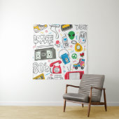 ヴィンテージ80年代のブームボックス付きドール、テレビ タペストリー (インサイチュ)