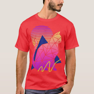 ヴィンテージ80年代の幾何学模様の猫（日没） Tシャツ