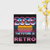 ヴィンテージ80年代スタイルレトロハッピー新年2026 カード (黄色い花)