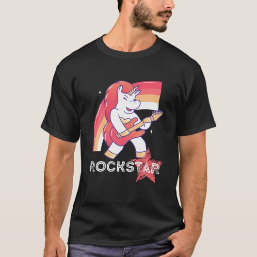 ヴィンテージ80年代ロックスターユニコーンクラシックロックギター Tシャツ (正面)