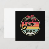 ヴィンテージ80年代1980年6月40日誕生日プレゼントアイディア 招待状 (正面/裏面)