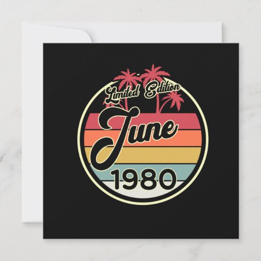 ヴィンテージ80年代1980年6月40日誕生日プレゼントアイディア 招待状 (正面)