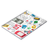 ヴィンテージ80年代90年代のブームボックス、テレビ付きドードル ノートブック (左側)