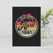 ヴィンテージ80年代 1981年4月 40歳誕生日ギフトアイデア 招待状 (スタンド正面)