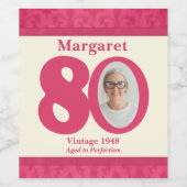 ヴィンテージ80歳の誕生日フォトカスタムワインラベル ワインラベル (シングルラベル)