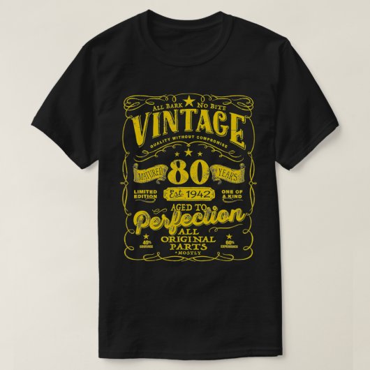 ヴィンテージ80歳の誕生日1942年80歳すべての起源 Tシャツ (デザイン正面)