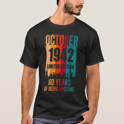 ヴィンテージ80素晴らし誕生日レトロ1942年10月B Tシャツ (正面)