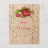 ヴィンテージ80誕生日レッドローズ木枠 案内ポストカード (正面)