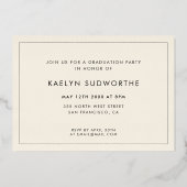 ヴィンテージ80sタイポグラフィ写真卒業パーティー金ゴールド 箔招待状 (裏面)