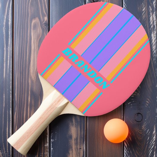 ヴィンテージ80sネオンサンライズストライプボード名 卓球ラケット