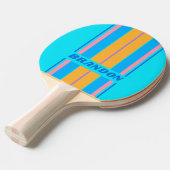 ヴィンテージ80sネオン海スカイボーストライプドの名前 卓球ラケット (正面アングル)