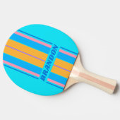 ヴィンテージ80sネオン海スカイボーストライプドの名前 卓球ラケット (横)