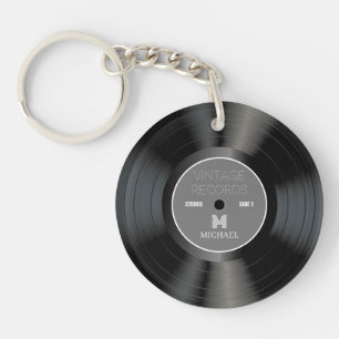 ヴィンテージ80sレコードクラシックモノグラム  名前レトロ キーホルダー