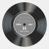 ヴィンテージ80sレコードクラシックモノグラム |名前レトロ ラウンドシール (正面)