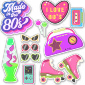 ヴィンテージ80sレトロピンクメモリ項目ローラースケート シール (正面)