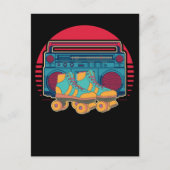 ヴィンテージ80sローラースケートで滑るガールディスコローラースケーツ ポストカード (正面)