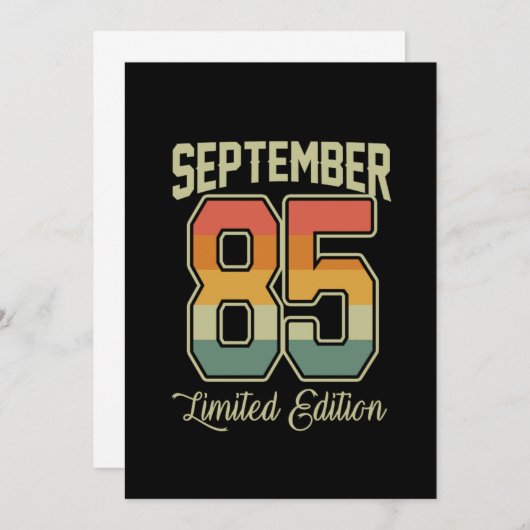 ヴィンテージ80s 1985年9月35日誕生日ギフトアイディア 招待状 (正面/裏面)