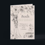 ヴィンテージ80thエイジ花模様レディ誕生日 カード<br><div class="desc">ヴィンテージスタイルフェミニンデザイン80誕生日または年齢を別の希望に変更するもしこと。フローラ、ティーカップ、グルジアのレディイラストが端を飾り、誕生日はクリームの台本にエレガント設定されている。外と中の文字の残りの部分は簡単に自分の挨拶パーソナライズされたすることができる。</div>