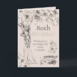 ヴィンテージ80thエイジ花模様レディ誕生日 カード<br><div class="desc">ヴィンテージスタイルフェミニンデザイン80誕生日または年齢を別の希望に変更するもしこと。フローラ、ティーカップ、グルジアのレディイラストが端を飾り、誕生日はクリームの台本にエレガント設定されている。外と中の文字の残りの部分は簡単に自分の挨拶パーソナライズされたすることができる。</div>