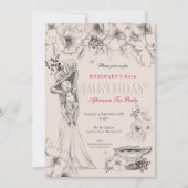 ヴィンテージ80thバースデーパーティアフタヌーンティー 招待状 (正面)