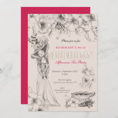 ヴィンテージ80thバースデーパーティアフタヌーンティー 招待状 (正面/裏面)