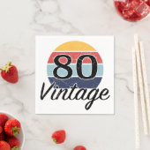 ヴィンテージ80th誕生日サンセット スタンダードカクテルナプキン (インサイチュ)