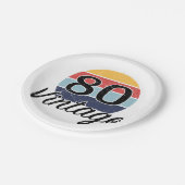 ヴィンテージ80th誕生日サンセット ペーパープレート (アングル)