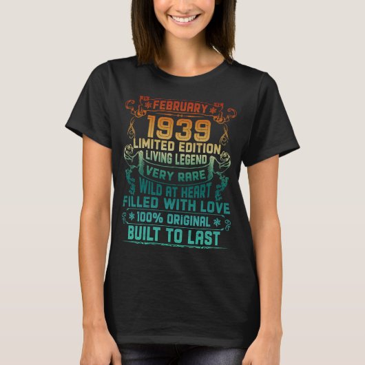 ヴィンテージ84歳1939年2月84誕生日 Tシャツ (正面)