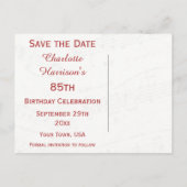 ヴィンテージ85誕生日レッドローズフレームミュージックシート 案内ポストカード (裏面)