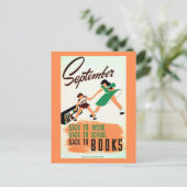 ヴィンテージ9月に仕事に戻る，学校，書籍WPA ポストカード (スタンド正面)