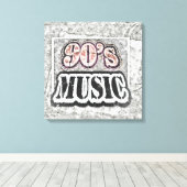 ヴィンテージ90の音楽 – キャンバスプリント (インサイチュ (ウッドフロア))