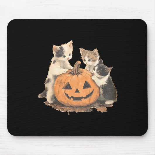 ヴィンテージ90年代の猫ハロウィーン マウスパッド (正面)