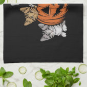 ヴィンテージ90年代キャットハロウィーンレトロシ不気味ーズ キッチンタオル (折り畳み)