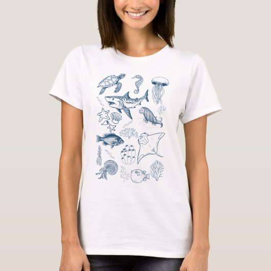 ヴィンテージ90年代タトゥー海の生き物Tシャツデザイン Tシャツ (正面)