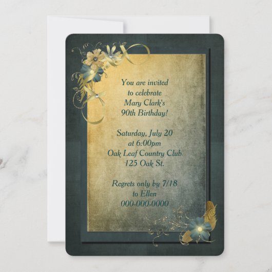 ヴィンテージ90番目の誕生日招待状 招待状 (正面)