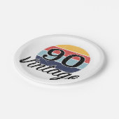 ヴィンテージ90誕生日夕日 ペーパープレート (アングル)