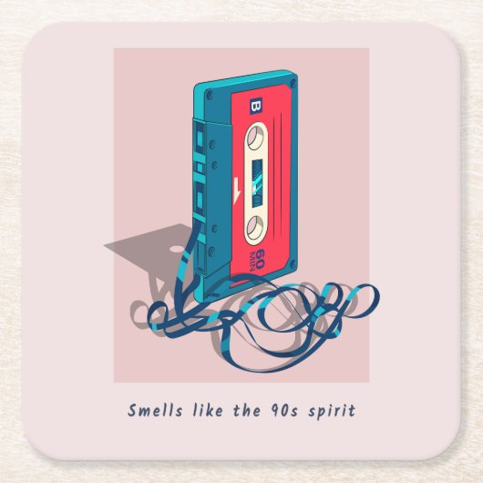 ヴィンテージ'90sカセットテープ スクエアペーパーコースター (正面)