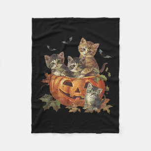 ヴィンテージ90sキャットハロウィーンパンプキン猫好き 不気味 フリースブランケット