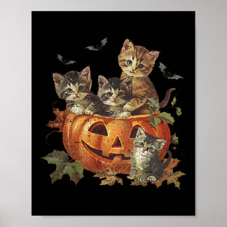 ヴィンテージ90sキャットハロウィーンパンプキン猫好き 不気味 ポスター