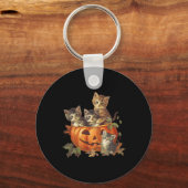 ヴィンテージ90sネコレトロパンプキンキッチンハロウィーンCa キーホルダー (正面)