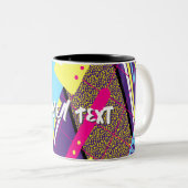 ヴィンテージ90sパターン、レトロ90年代ジオメトリ ツートーンマグカップ (正面右)
