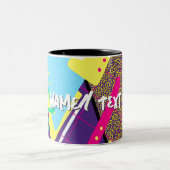 ヴィンテージ90sパターン、レトロ90年代ジオメトリ ツートーンマグカップ (中央)