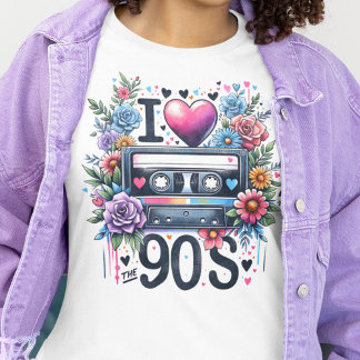 ヴィンテージ90sレトロカセットテープ，フローラ, Love 90s Tシャツ