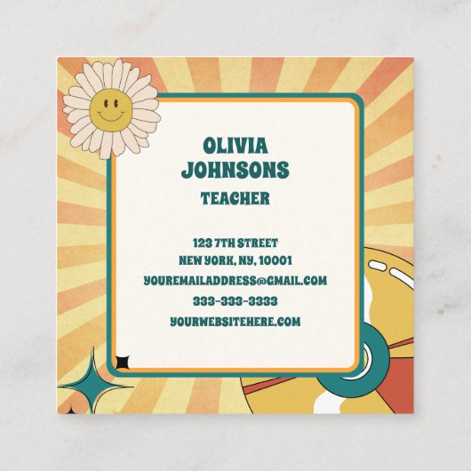 ヴィンテージ90sレトロビニールスクール先生 スクエア名刺 (裏面)