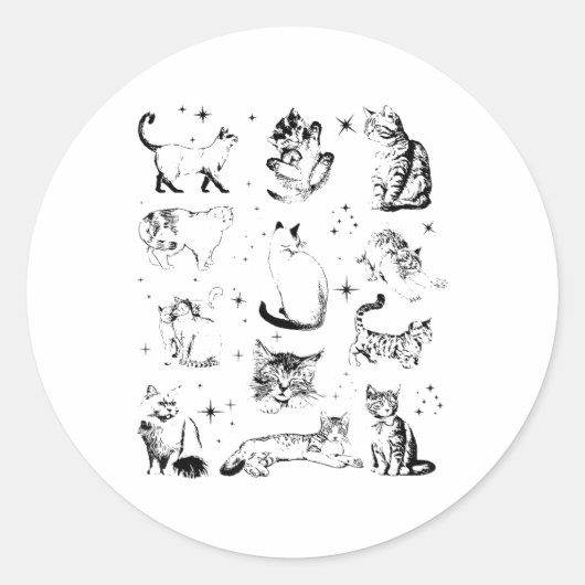 ヴィンテージ90s Tattoo Cat _1 ラウンドシール (正面)