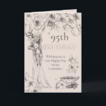 ヴィンテージ95thグルエレガントージーレディフローラ誕生日 カード<br><div class="desc">ヴィンテージスタイルの優雅さ女性の誕生日95の年齢または別の希望の年齢にもし変更する。花、ティーカップ、グルジアのレディ飾イラストの端と誕生日は微妙なクリームスクリプエレガントトに設定されている。外と中の文字の残りの部分は簡単に自分の挨拶パーソナライズされたすることができる。</div>
