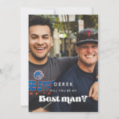 ヴィンテージ あなたが私のベストマンになってくれる?写真 招待状 (正面)