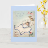 ヴィンテージ-あなたの小さい息子への歓迎、 カード (黄色い花)